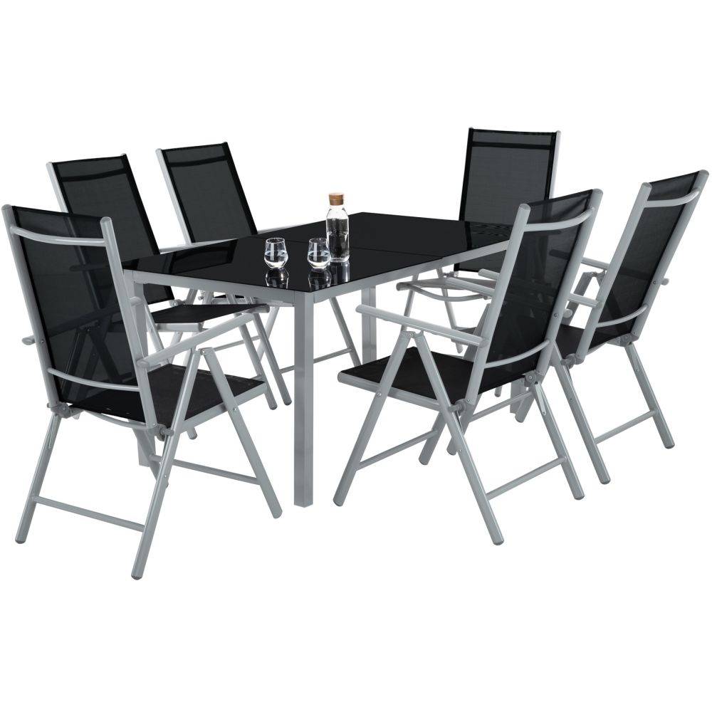 Helloshop26 - Salon de jardin aluminium 6 places gris clair - Imagen 2