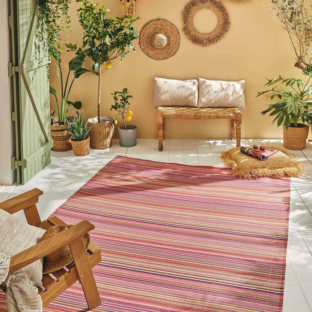 Jardindeco - Tapis extérieur en polypropylène Spargi 1746 rose 150 x 220 cm - Imagen 3