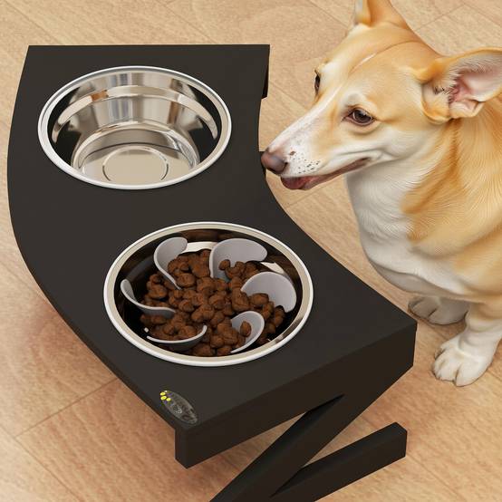 Gamelle chien surélevée avec support gamelle pour chien avec 2 bols en acier inoxydable de 1L 52,5 x 30 x 16,5 cm noir - Image 10