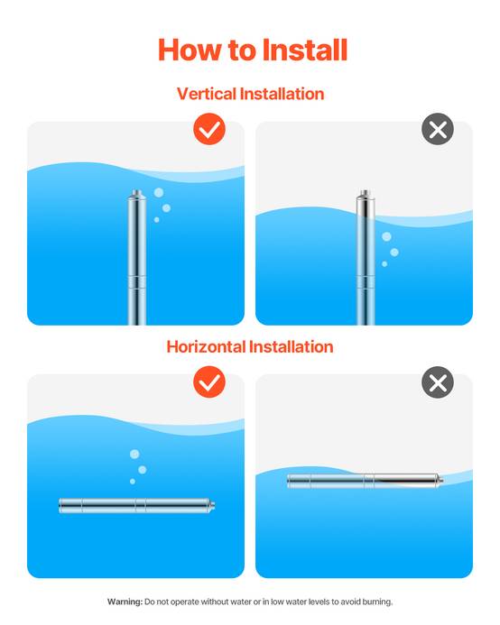 VEVOR Pompe immergée à eau pour puits profond acier inox 550 W 100 L/min 53 m - Image 6