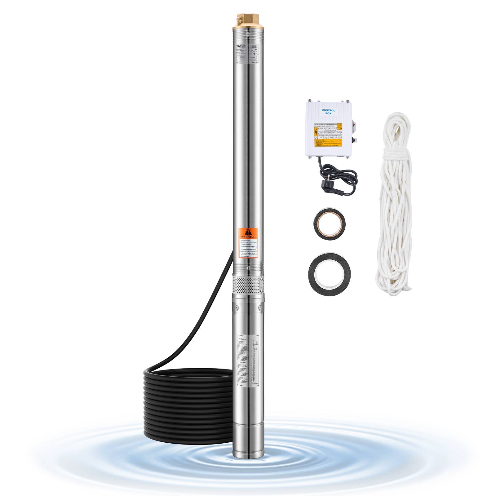 VEVOR Pompe immergée à eau pour puits profond acier inox 550 W 100 L/min 53 m - Image 1