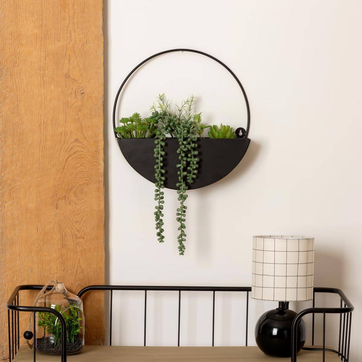 Plantes artificielles dans un support en métal Noir à suspendre H 41 cm - Image 5