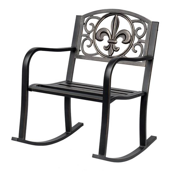 Fauteuil à bascule acier et fonte bronze 60 x 73 x 85 cm - PANGIVO - Image 1