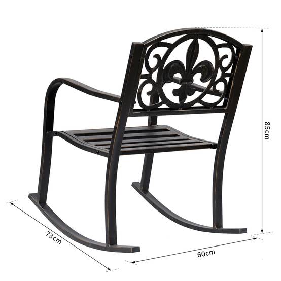 Fauteuil à bascule acier et fonte bronze 60 x 73 x 85 cm - PANGIVO - Image 4