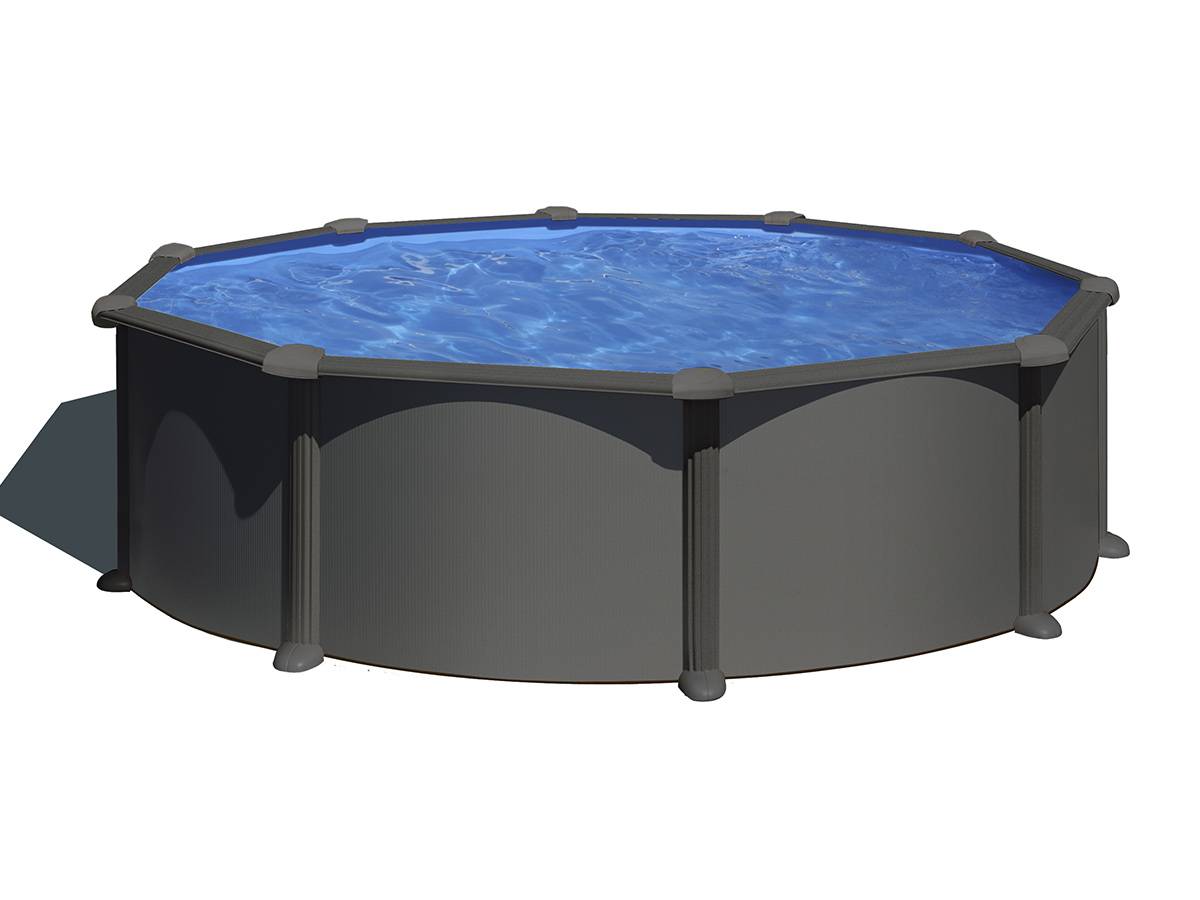 Gré - Piscine ronde acier Ø4,80m x H: 1,22m - Gris anthracite - Gré - Image 3