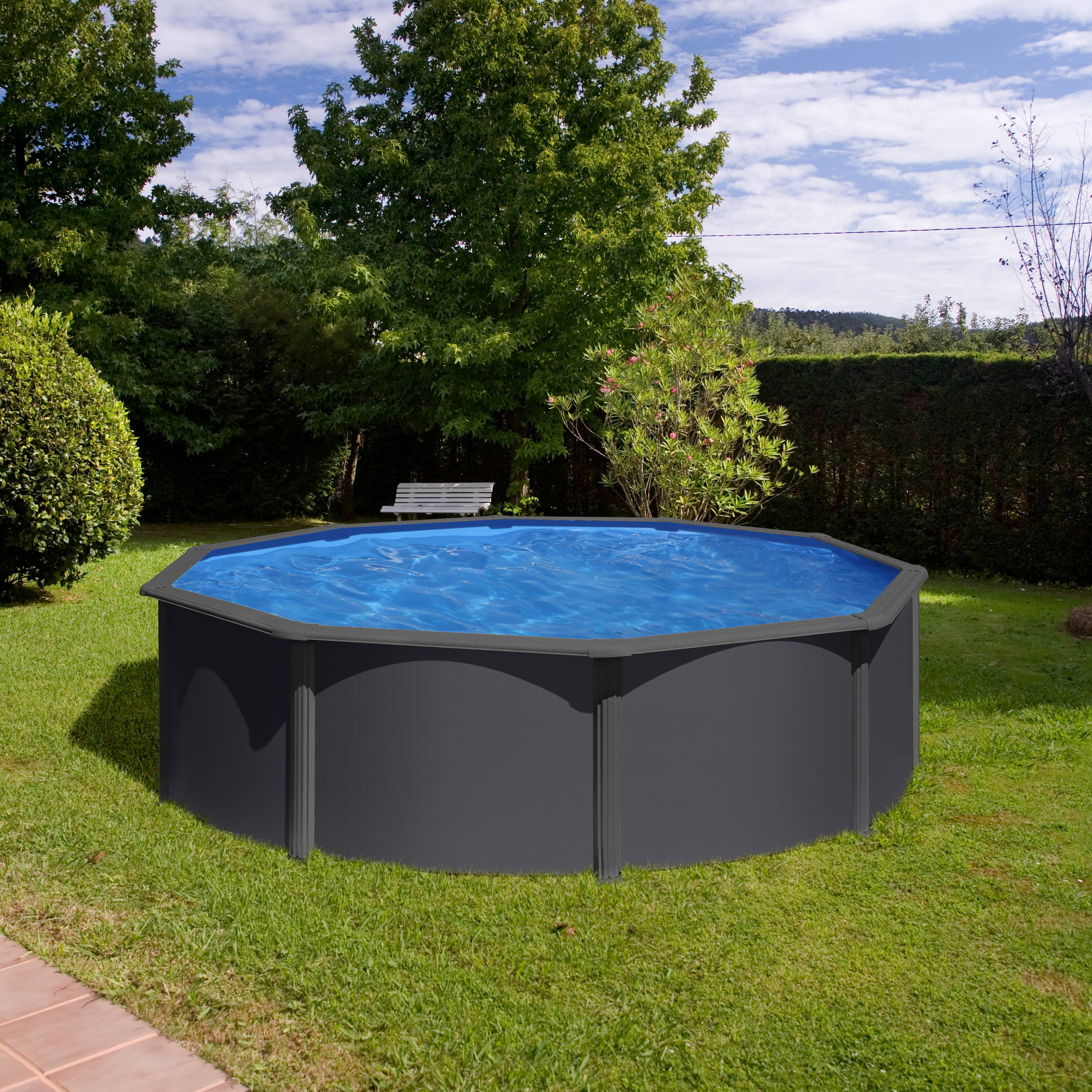 Gré - Piscine ronde acier Ø4,80m x H: 1,22m - Gris anthracite - Gré - Image 1