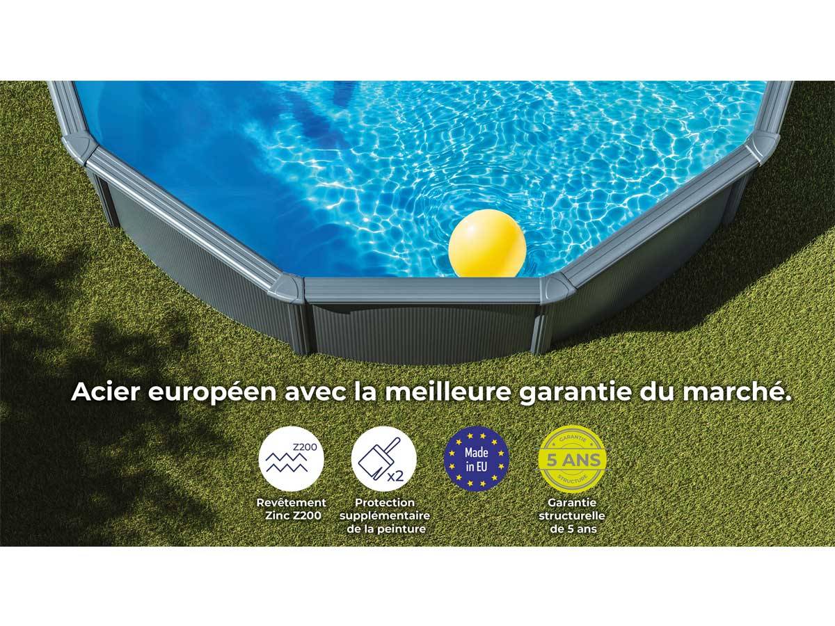 Gré - Piscine ronde acier Ø4,80m x H: 1,22m - Gris anthracite - Gré - Image 5