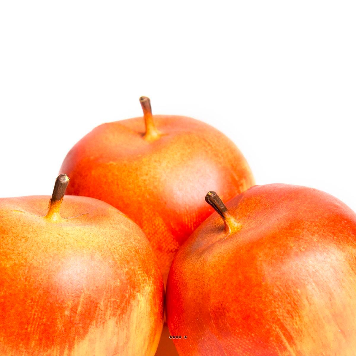 Artificielles - Pomme artificielle Jaune rouge X 3 Plastique soufflé D 80 mm - Imagen 3