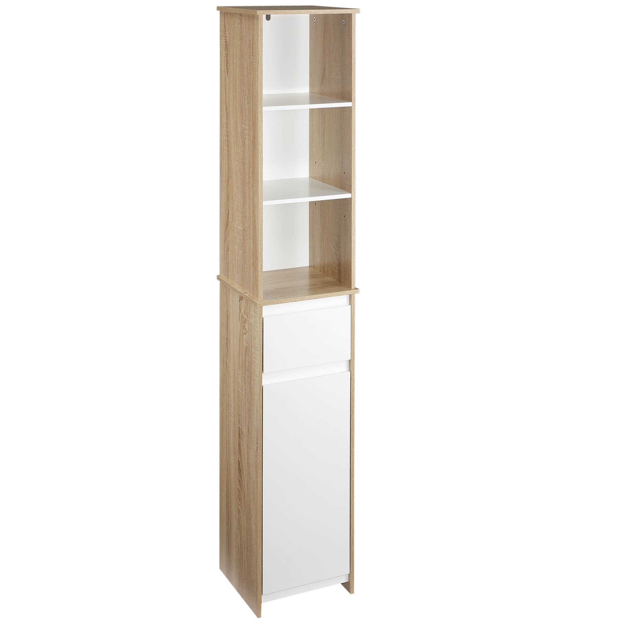 Meuble WC avec porte papier toilette 3 niveaux et distributeur intégré, rangement salle de bain compact noir moderne - Image 1