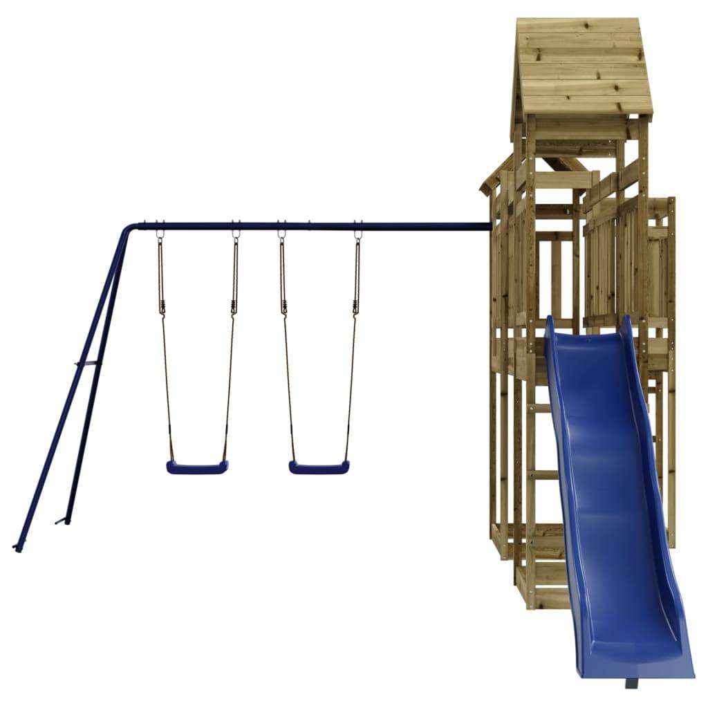 Helloshop26 - Aire de jeux d'extérieur balançoires toboggan portiques robuste jeux jardin 362 x 560 x 264 cm bois de pin imprégné - Imagen 3