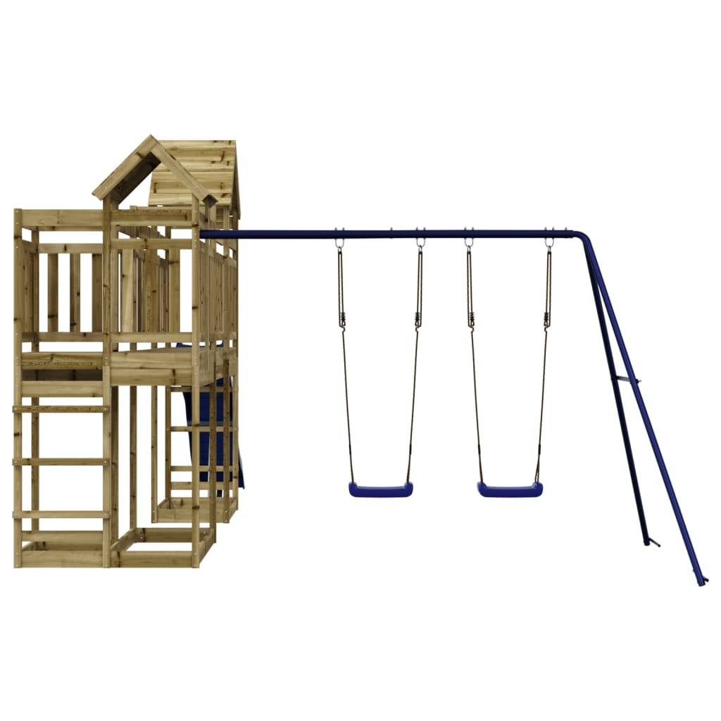 Helloshop26 - Aire de jeux d'extérieur balançoires toboggan portiques robuste jeux jardin 362 x 560 x 264 cm bois de pin imprégné - Imagen 4