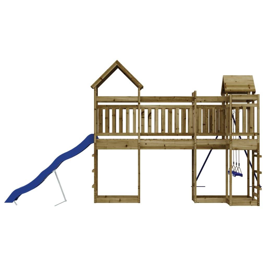Helloshop26 - Aire de jeux d'extérieur balançoires toboggan portiques robuste jeux jardin 362 x 560 x 264 cm bois de pin imprégné - Imagen 5