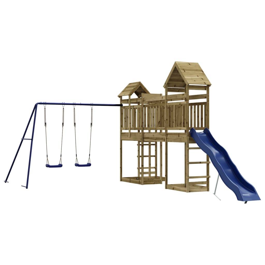 Helloshop26 - Aire de jeux d'extérieur balançoires toboggan portiques robuste jeux jardin 362 x 560 x 264 cm bois de pin imprégné - Imagen 2