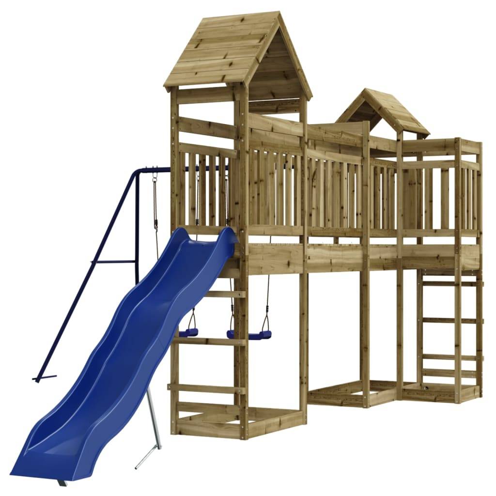 Helloshop26 - Aire de jeux d'extérieur balançoires toboggan portiques robuste jeux jardin 362 x 560 x 264 cm bois de pin imprégné - Imagen 1