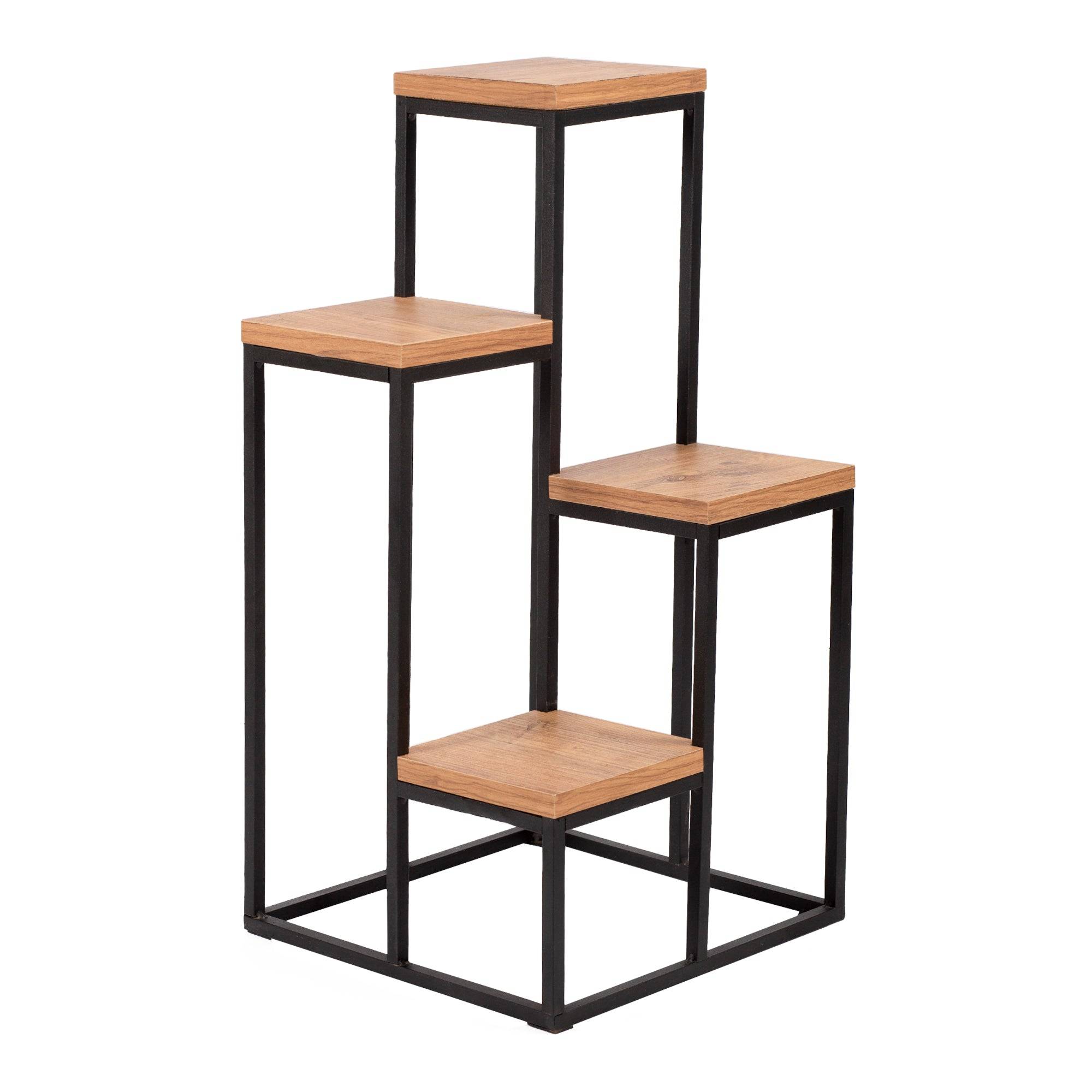 Helloshop26 - Étagère à plantes 4 niveaux noir effet bois - Imagen 1