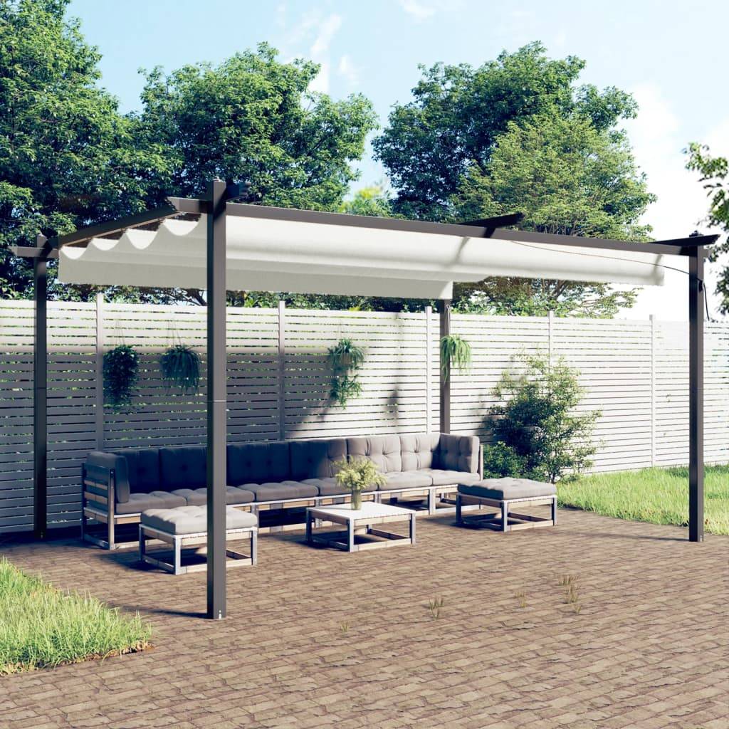 ComfortXL - Grande Pergola Acier avec Toit Rétractable Tonnelle pour Jardin Fête Crème 4x3 m – ComfortXL Outdoor Living - Image 1