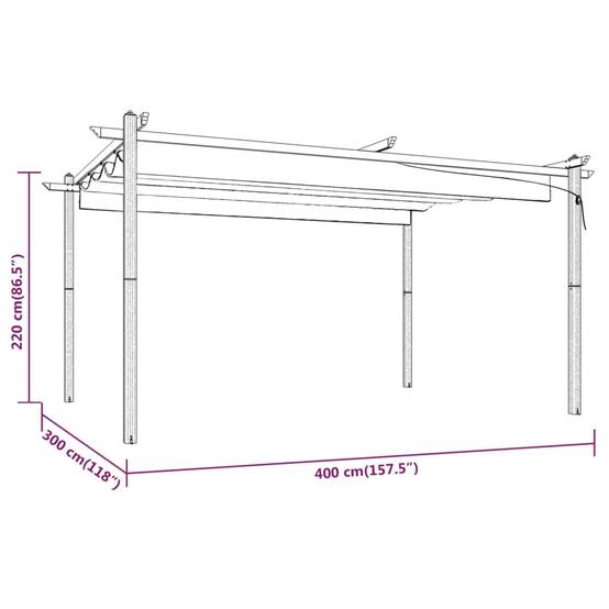 ComfortXL - Grande Pergola Acier avec Toit Rétractable Tonnelle pour Jardin Fête Crème 4x3 m – ComfortXL Outdoor Living - Image 8