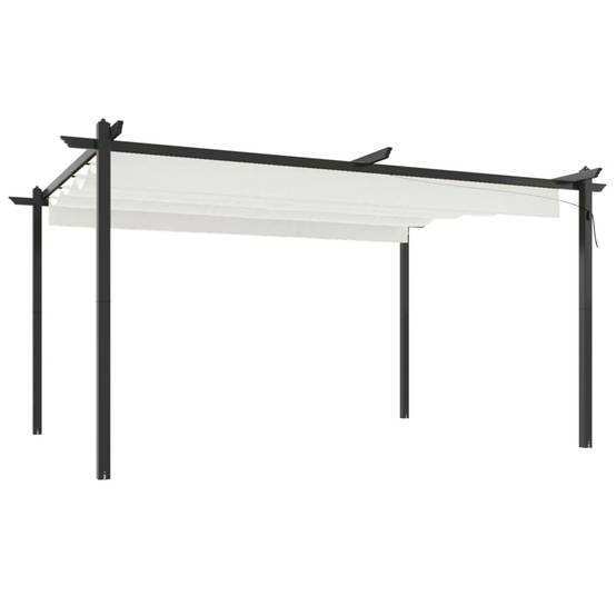 ComfortXL - Grande Pergola Acier avec Toit Rétractable Tonnelle pour Jardin Fête Crème 4x3 m – ComfortXL Outdoor Living - Image 2