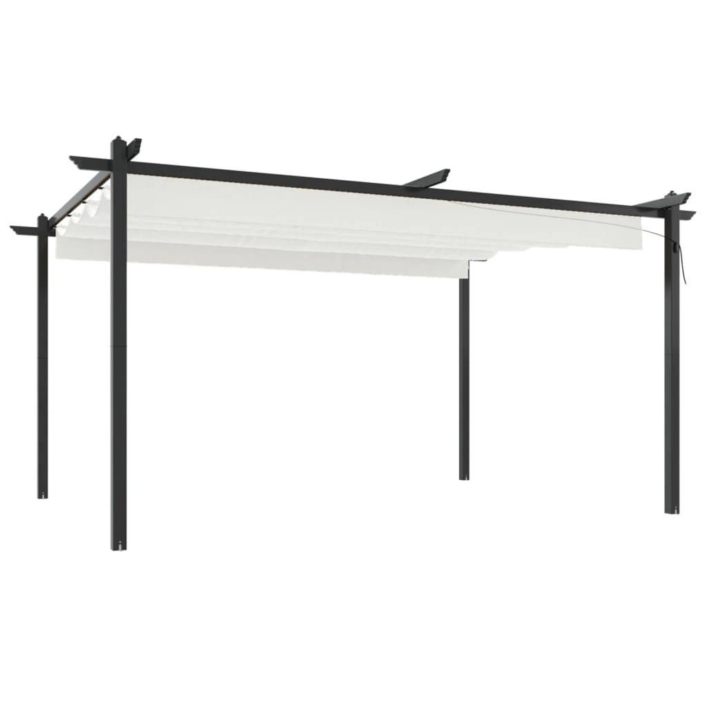 ComfortXL - Grande Pergola Acier avec Toit Rétractable Tonnelle pour Jardin Fête Crème 4x3 m – ComfortXL Outdoor Living - Image 2