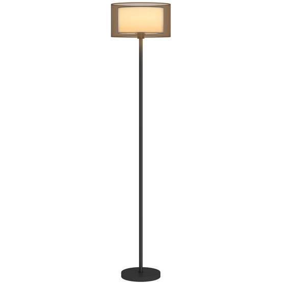 Lampadaire, abat-jour bicolore, interrupteur au pied, métal, noir - Image 1