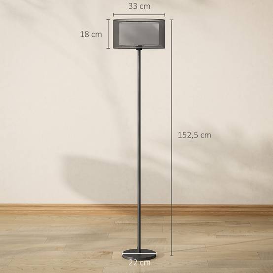 Lampadaire, abat-jour bicolore, interrupteur au pied, métal, noir - Image 5