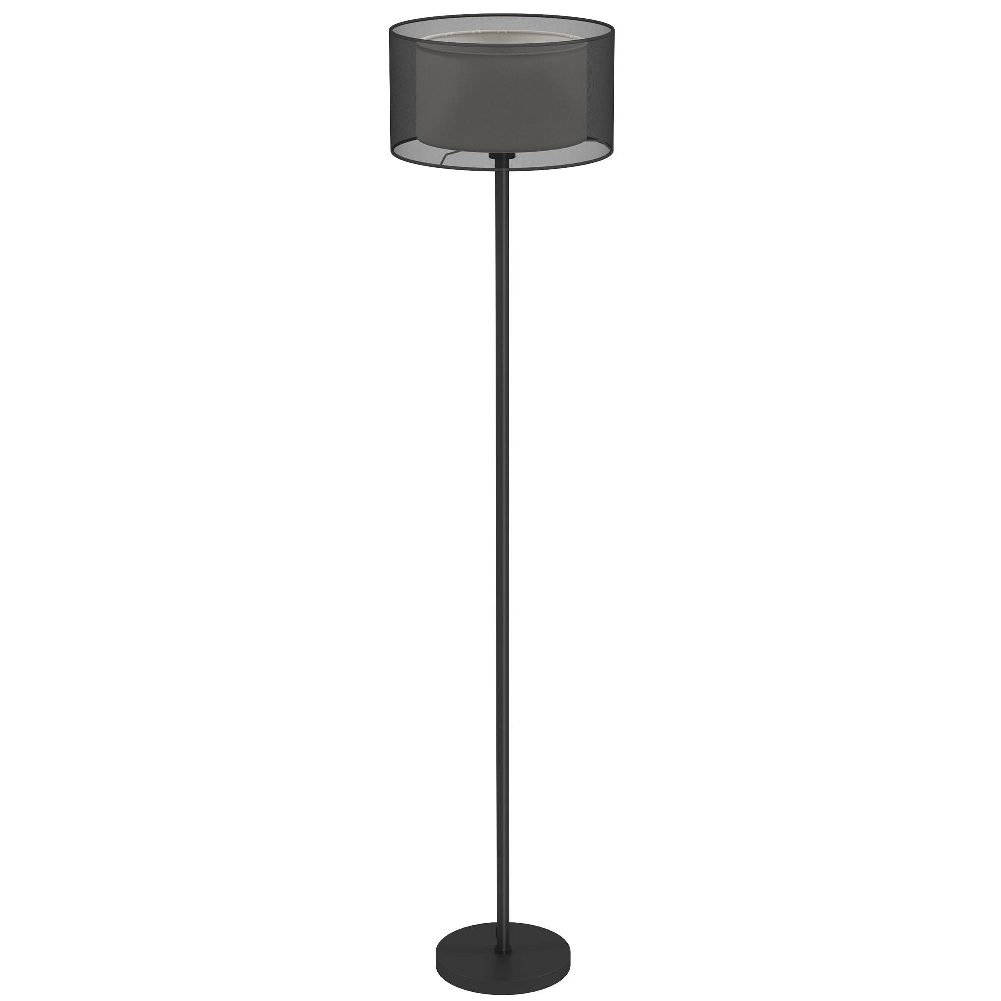 Lampadaire, abat-jour bicolore, interrupteur au pied, métal, noir - Image 2