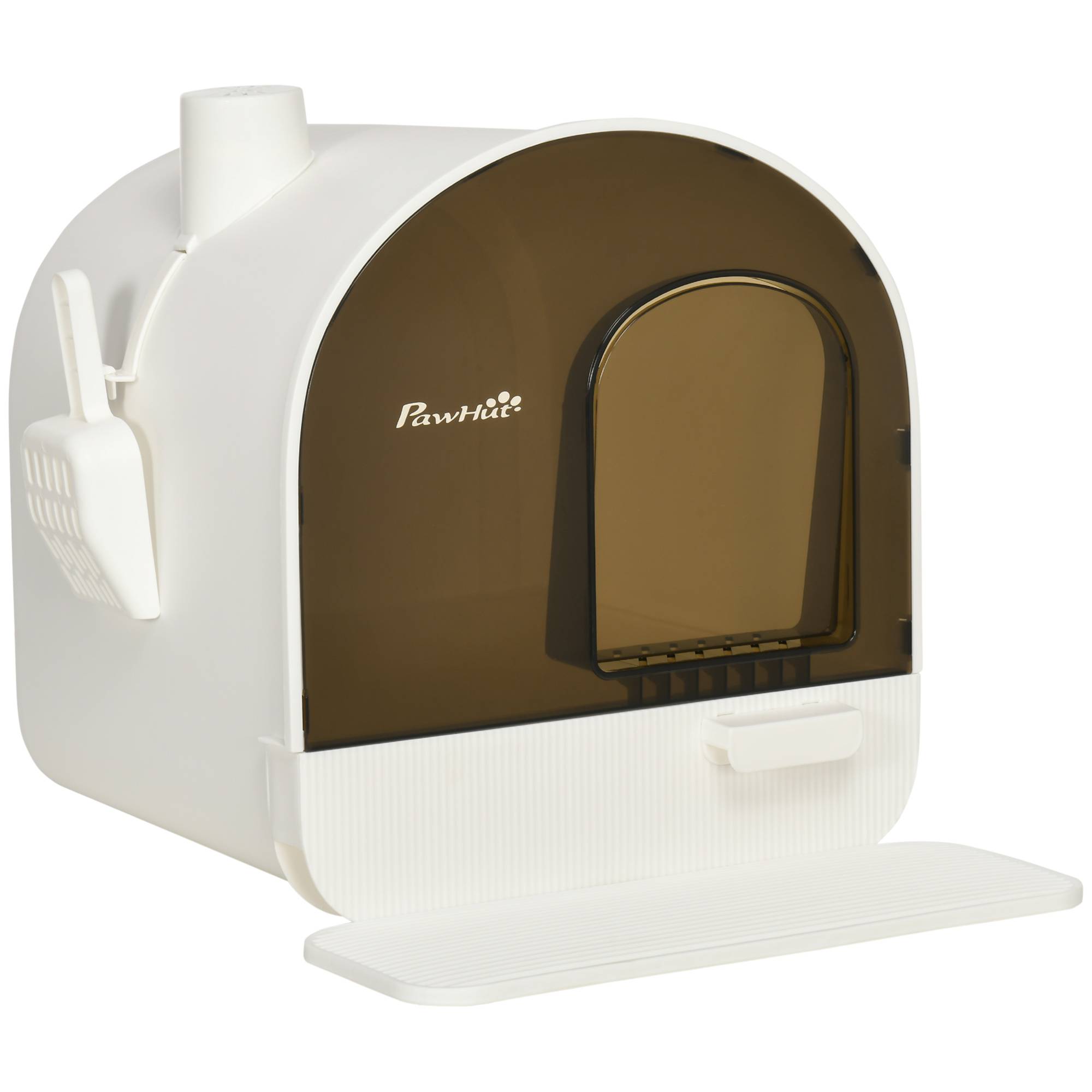 Maison de Toilette Chat Fermée Plastique Anti-odeurs avec Tapis Blanc 43x44x47cm - ComfortXL Pet Living - Image 2