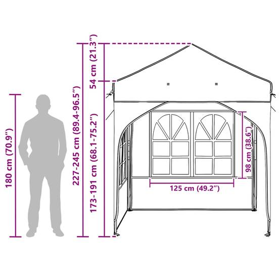 ComfortXL - Tente de réception pliable pop-up métal extérieur 2 parois 192x192 Noir - ComfortXL Outdoor Living - Image 10