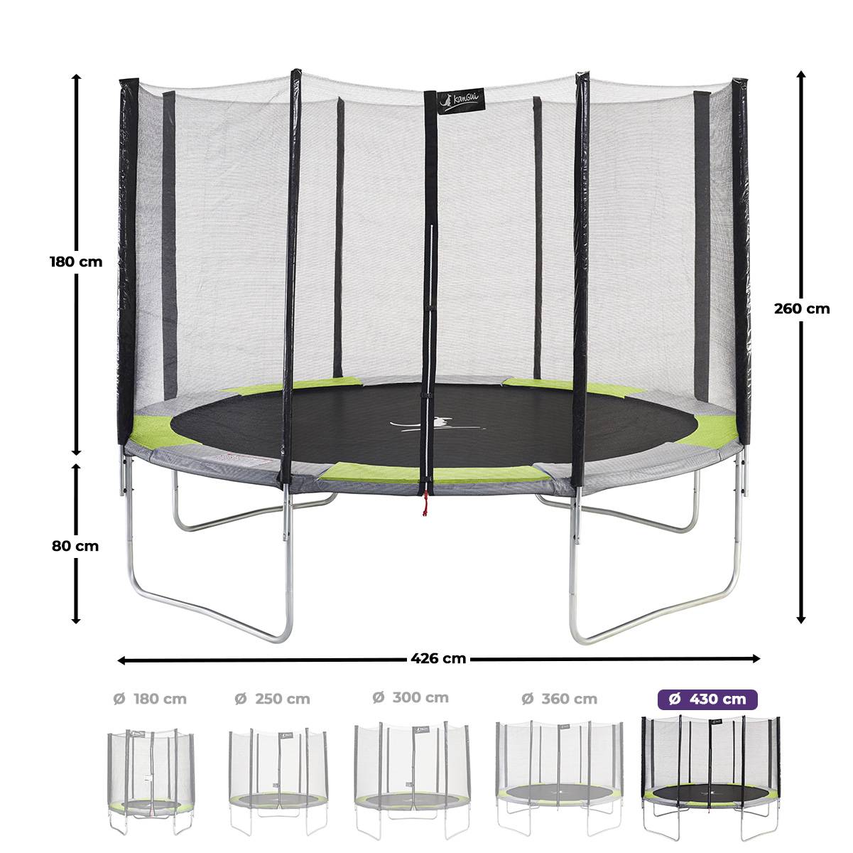 Kangui - Trampoline rond Ø 430cm avec filet, échelle, bâche et kit ancrage - RALLI 430 Kangui - Image 3