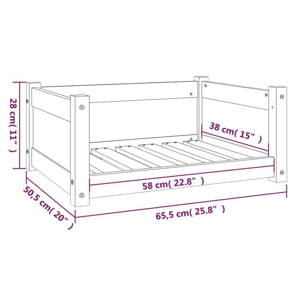 Vidaxl - Panier pour chien Blanc 65,5 x 50,5 x 28 cm Bois de pin massif vidaXL 821448 - Imagen 3