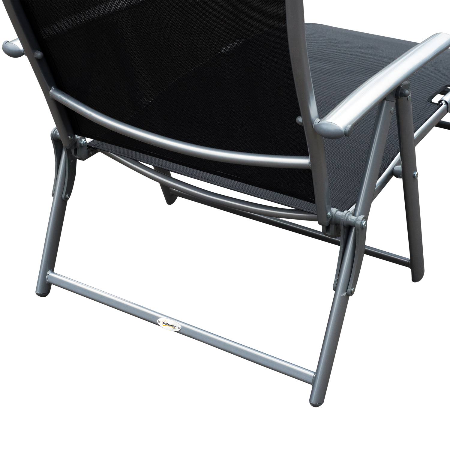 Outsunny - Bain de soleil pliable dossier inclinable multi-positions têtière fournie métal époxy textilène noir - Outsunny - Imagen 9
