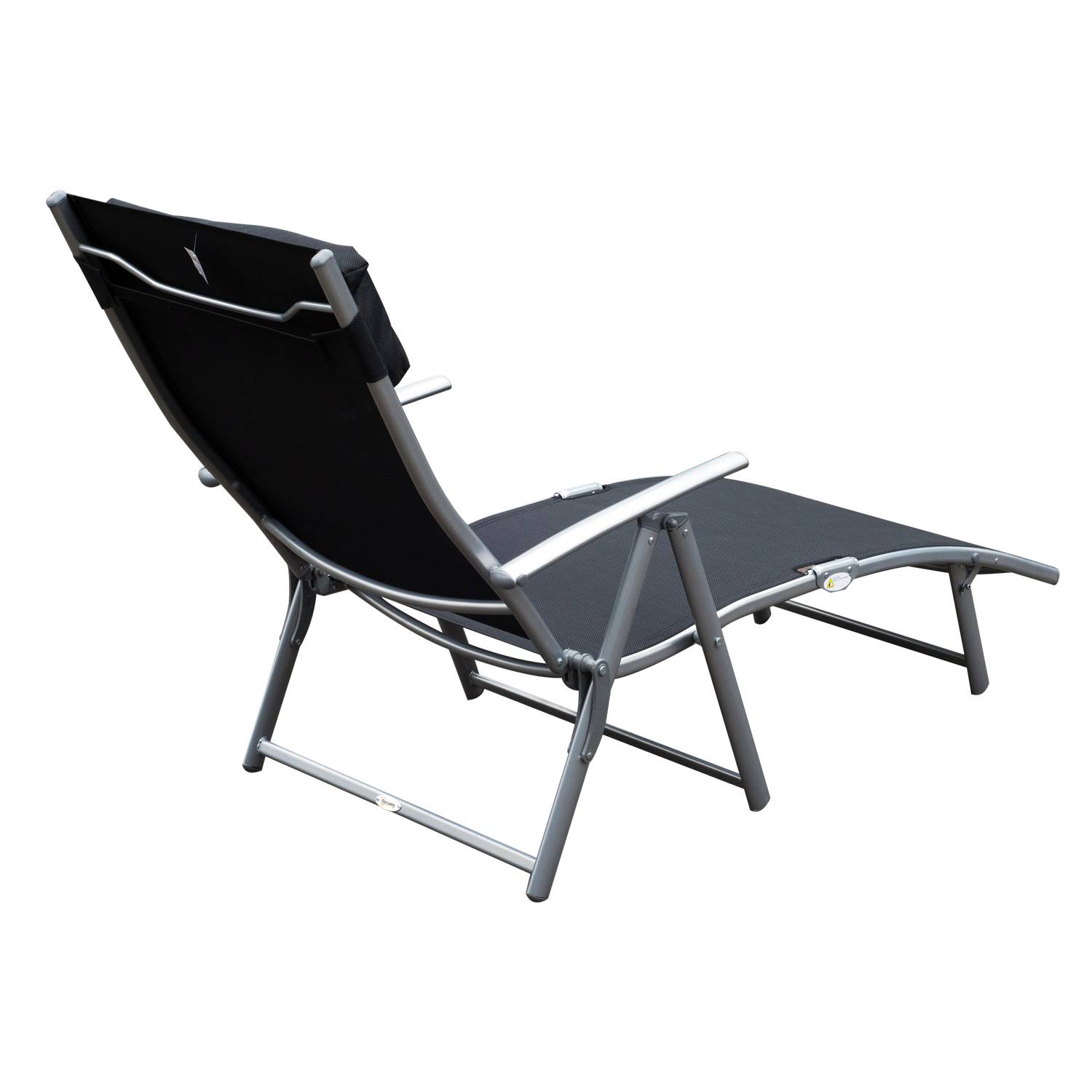 Outsunny - Bain de soleil pliable dossier inclinable multi-positions têtière fournie métal époxy textilène noir - Outsunny - Imagen 7