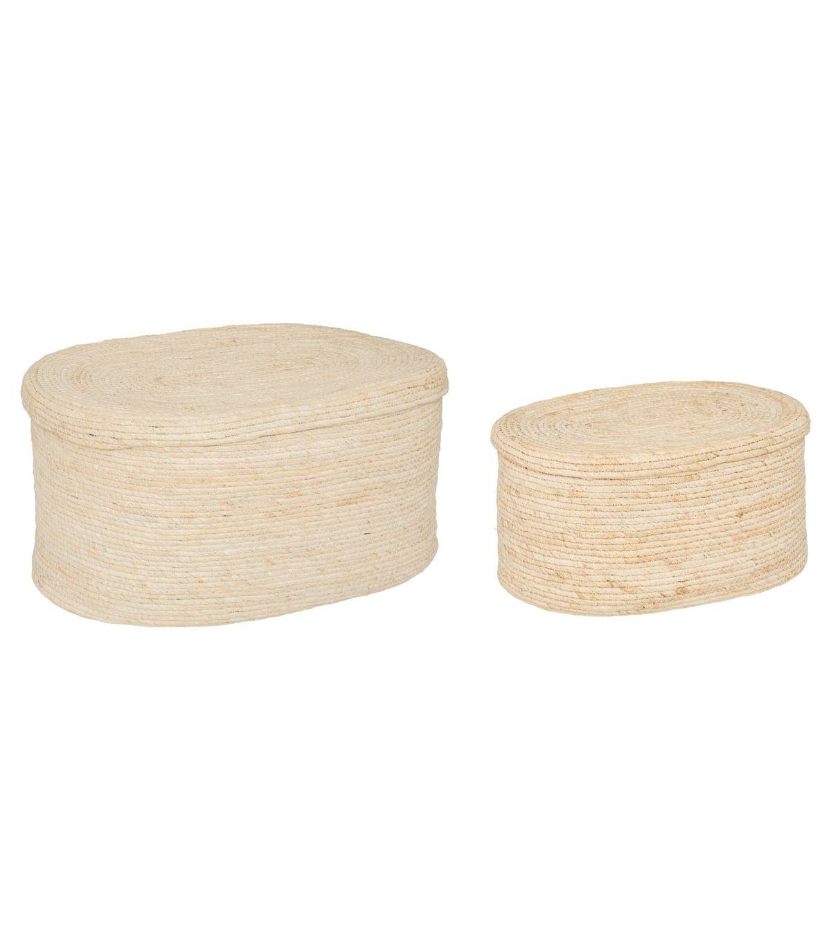 Lot de 2 Paniers de rangement tressés Beige - Imagen 1