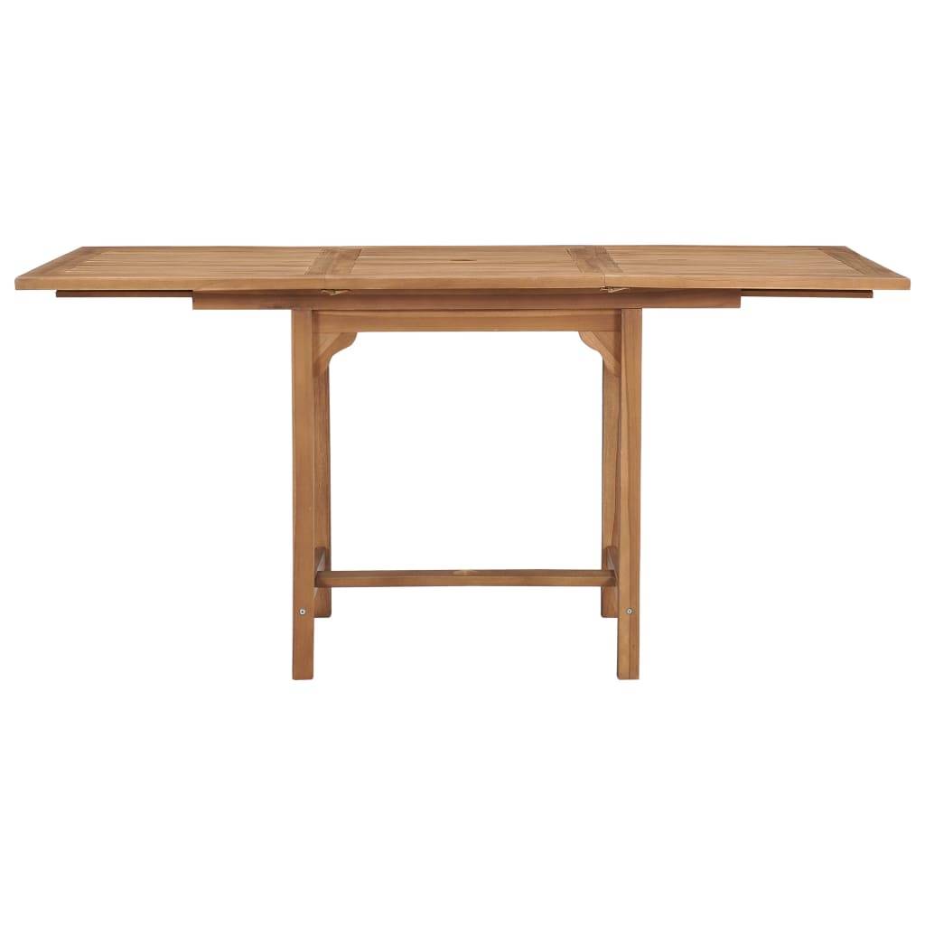 Table extensible de jardin Teck solide 110-160 x 80 x 75 cm - PANGIVO - Image 5