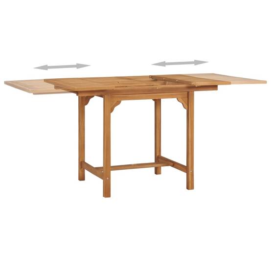 Table extensible de jardin Teck solide 110-160 x 80 x 75 cm - PANGIVO - Image 4