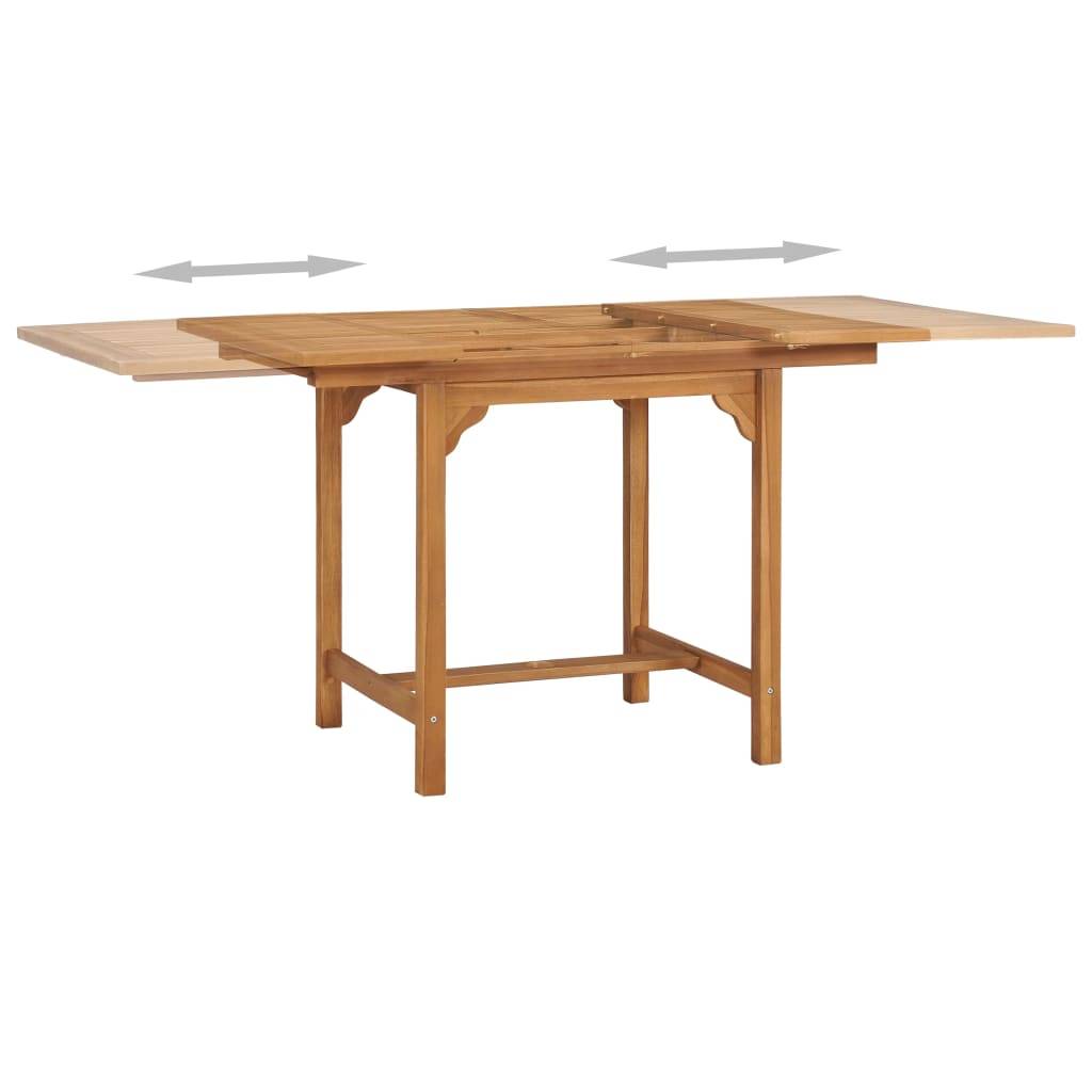 Table extensible de jardin Teck solide 110-160 x 80 x 75 cm - PANGIVO - Image 4
