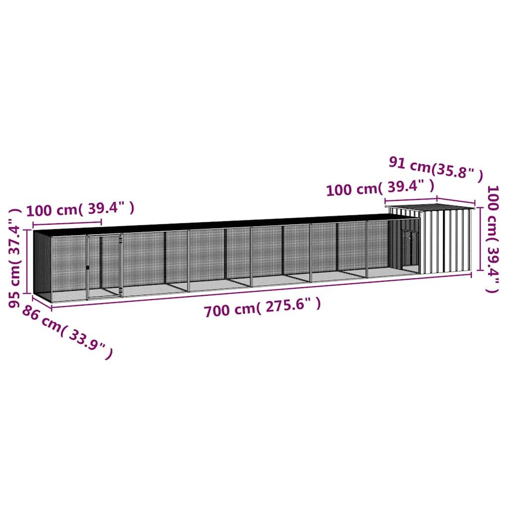 Vidaxl - Cage pour poules Gris 700x91x100 cm Acier galvanisé vidaXL 3106464 - Imagen 6