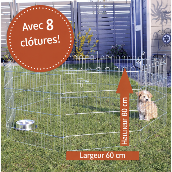 Parc Enclos Extérieur grillage en métal pour lapin, poule,cochon d'inde Taille S Maison été 2528 - Image 4
