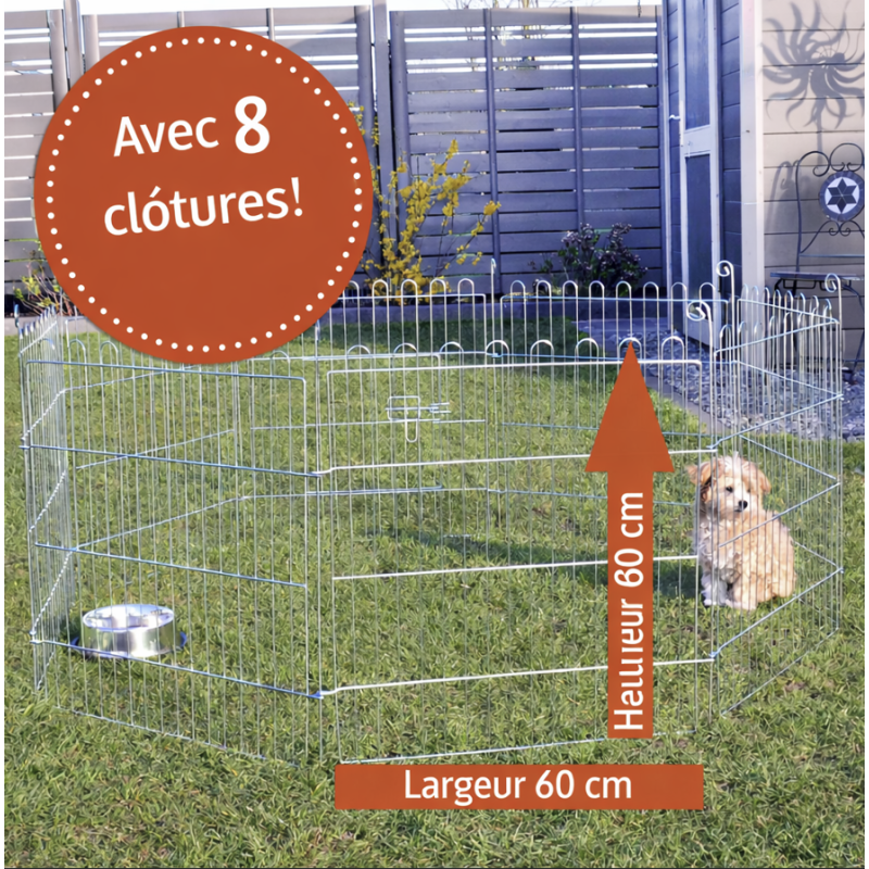 Parc Enclos Extérieur grillage en métal pour lapin, poule,cochon d'inde Taille S Maison été 2528 - Image 4