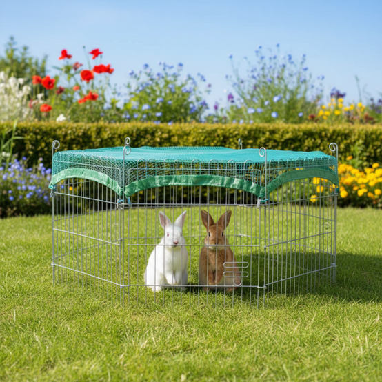 Parc Enclos Extérieur grillage en métal pour lapin, poule,cochon d'inde Taille S Maison été 2528 - Image 1