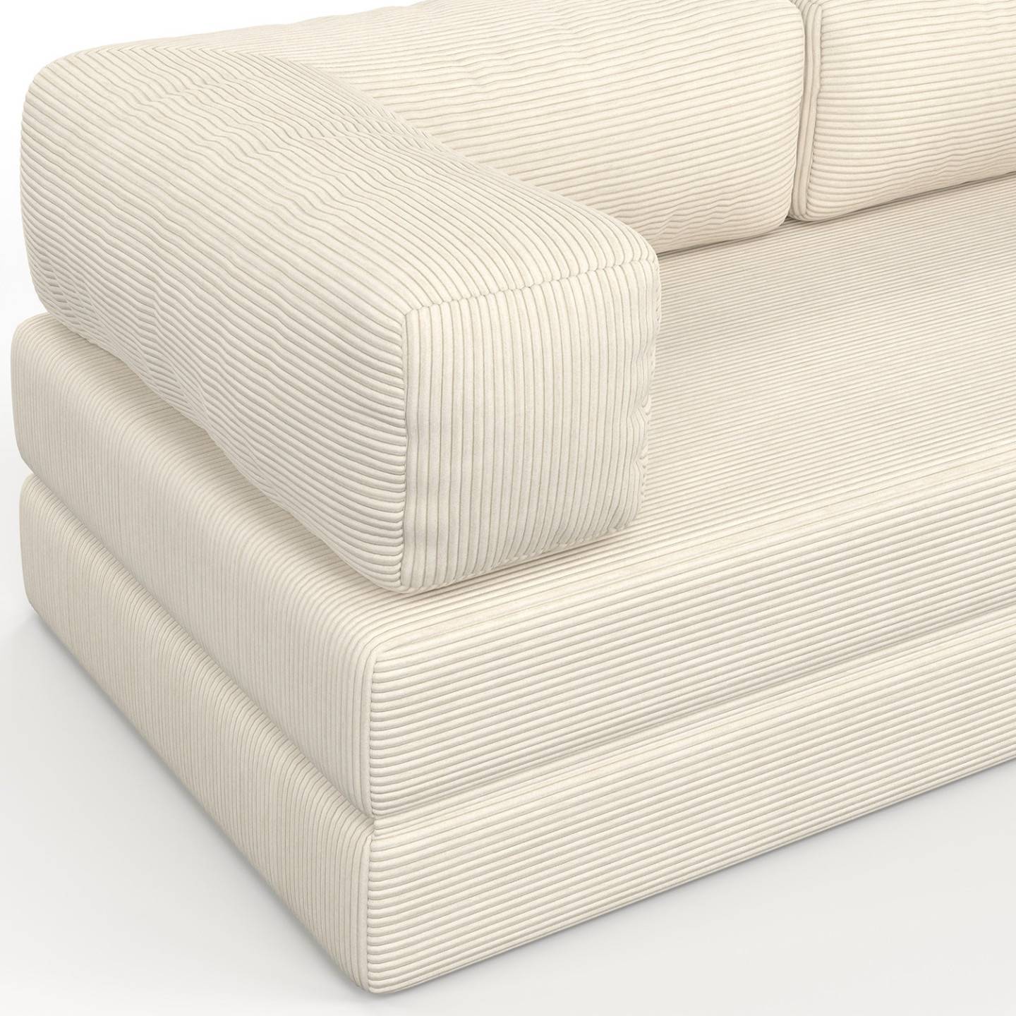 IDMARKET - Canapé droit 3 places convertible NATOU en velours côtelé beige - Image 9
