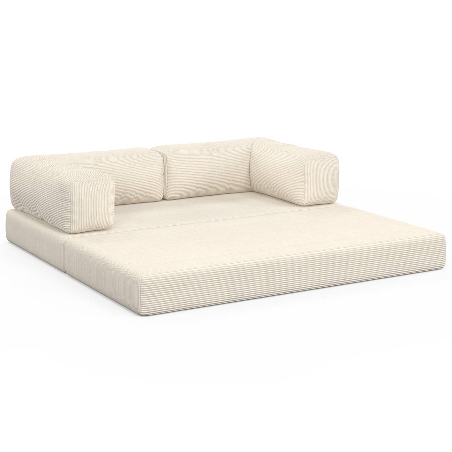 IDMARKET - Canapé droit 3 places convertible NATOU en velours côtelé beige - Image 7