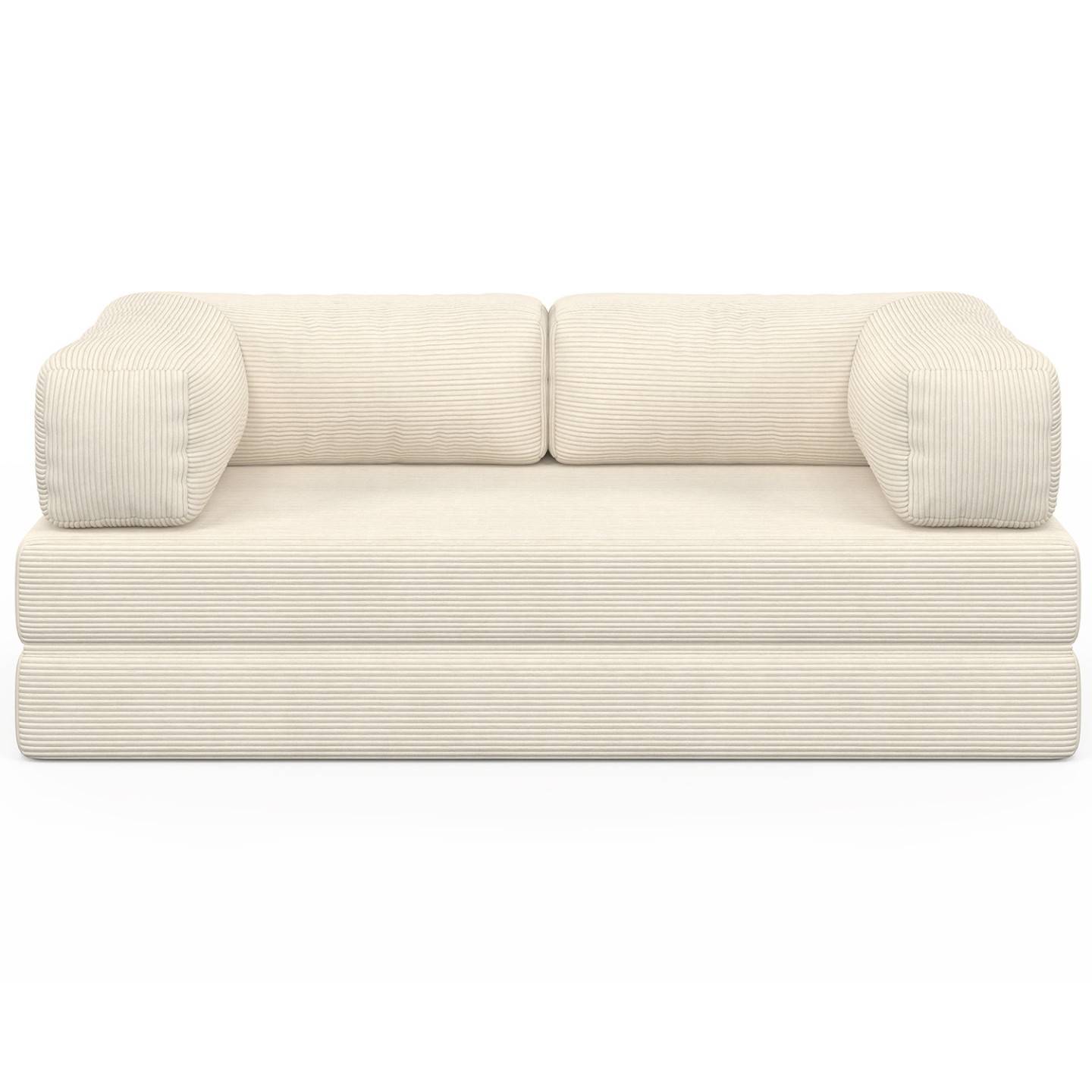 IDMARKET - Canapé droit 3 places convertible NATOU en velours côtelé beige - Image 6