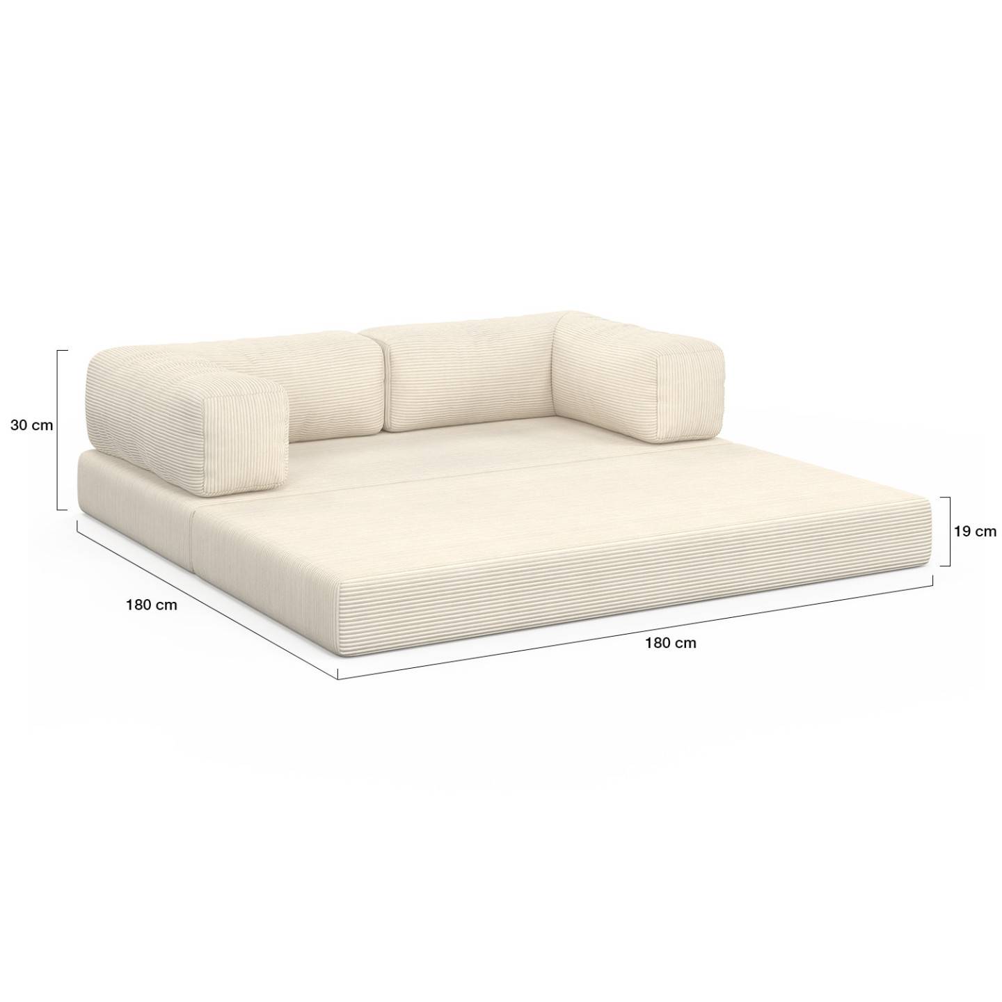 IDMARKET - Canapé droit 3 places convertible NATOU en velours côtelé beige - Image 5