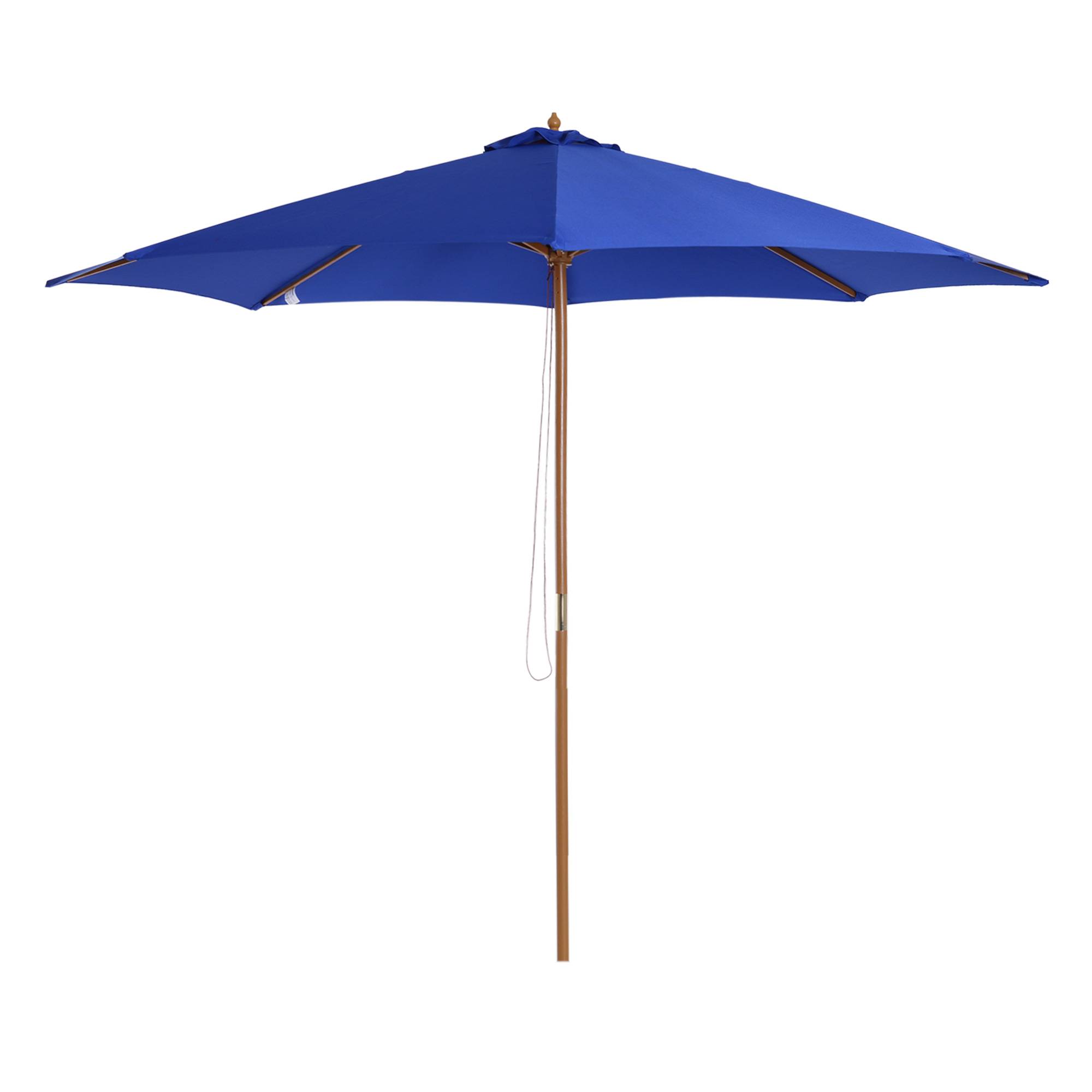 Parasol de jardin droit en bois et bambou pour terrasse extérieur anti UV 300cm bleu - ComfortXL Outdoor Living - Image 2