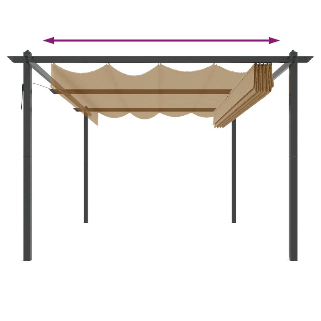 ComfortXL - Pergola Acier avec Toit Ouvrant Rétractable Abri de Jardin Moderne Taupe 4x3 m – ComfortXL Outdoor Living - Image 5