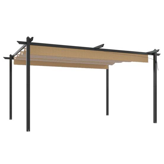 ComfortXL - Pergola Acier avec Toit Ouvrant Rétractable Abri de Jardin Moderne Taupe 4x3 m – ComfortXL Outdoor Living - Image 2