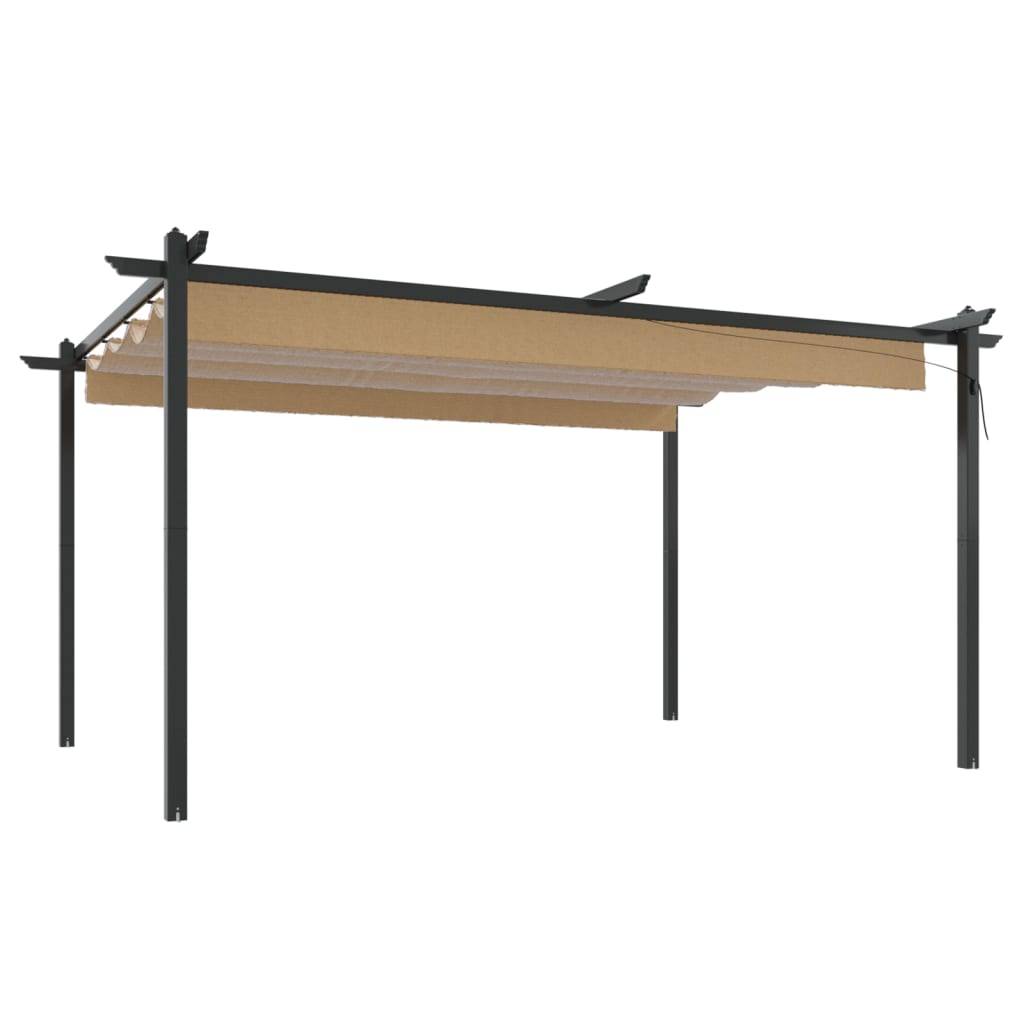 ComfortXL - Pergola Acier avec Toit Ouvrant Rétractable Abri de Jardin Moderne Taupe 4x3 m – ComfortXL Outdoor Living - Image 2