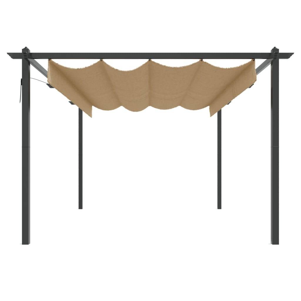 ComfortXL - Pergola Acier avec Toit Ouvrant Rétractable Abri de Jardin Moderne Taupe 4x3 m – ComfortXL Outdoor Living - Image 3