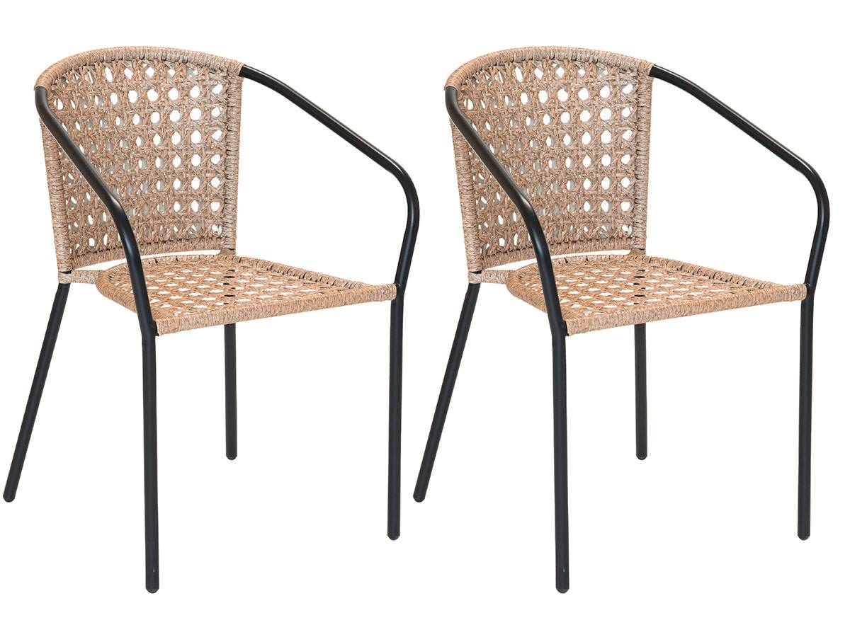 Lot de 2 Fauteuil en jardin en résine tressée imitation rotin Cocos - Jardiline - Imagen 1